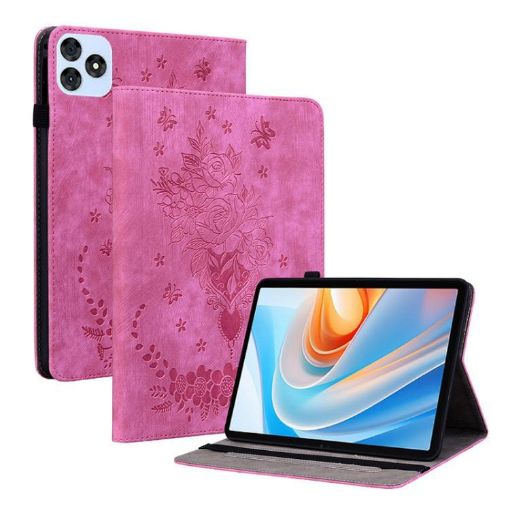 itel VistaTab 30 Butterfly Rose Embossed Leather Tablet Case - Rose Red - 1