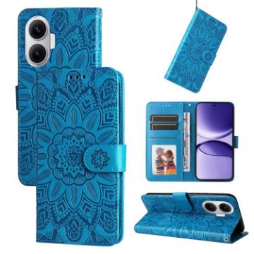 Redmi Turbo 4 Pro/Poco F7 Sunflower Embossed Leather Case - Blue - 1