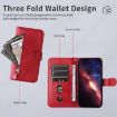 Redmi Turbo 4 Pro/Poco F7 Calf Texture Zipper Leather Case (Red) - 3