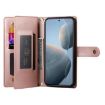 Redmi K80/K80 Pro Pink Leather Phone Case with Nine Card Slots & Zipper - 3