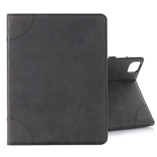 Retro Book Style Leather Tablet Case for iPad Pro 13 2024 - Black - 1