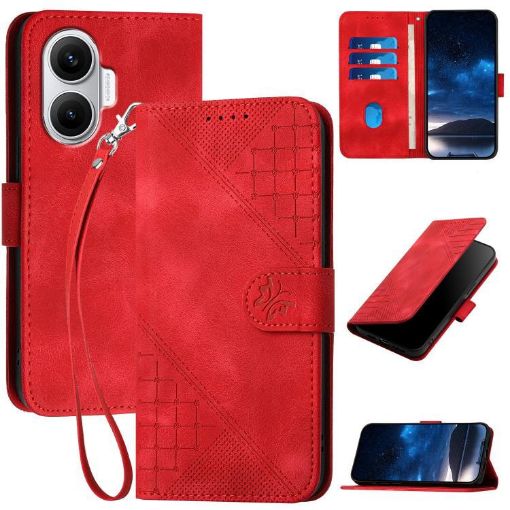 Redmi Turbo 4 Pro/Poco F7 YX0080 Butterfly Leather Case with Lanyard (Red) - 1