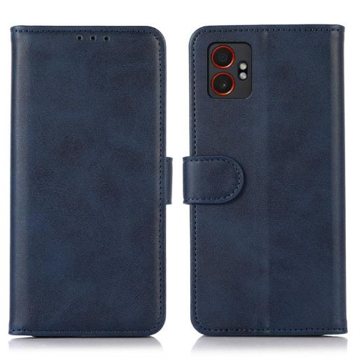 Samsung Galaxy XCover7 Pro Blue Cow Texture Flip Leather Case - 1