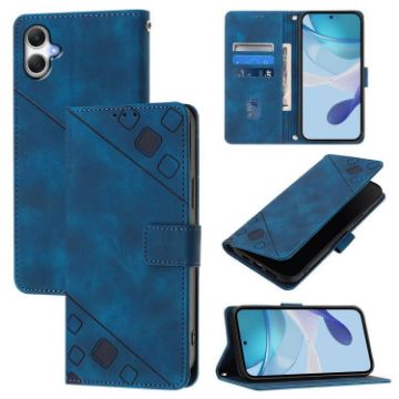 Samsung Galaxy A07 4G Blue Embossed Leather Phone Case Skin-feel - 1