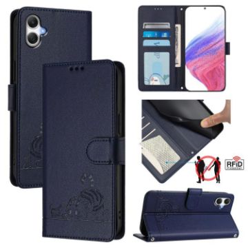 Samsung Galaxy A07 4G Cat Rat Embossed RFID Leather Case with Lanyard - 1