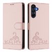 Samsung Galaxy A17 5G Pink Cat Rat Embossed RFID Leather Case with Lanyard - 2