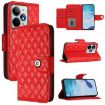 Realme Neo7 Turbo 5G Red Rhombic Texture Flip Leather Case with Lanyard - 1