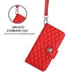 Realme Neo7 Turbo 5G Red Rhombic Texture Flip Leather Case with Lanyard - 5