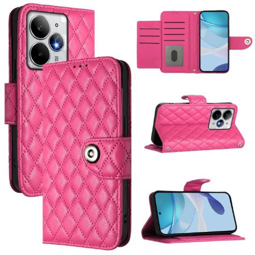Realme Neo7 Turbo 5G Rhombic Texture Flip Leather Case with Lanyard - 1