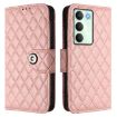 Realme V70/14x/C75 5G Coral Pink Rhombic Flip Leather Case with Lanyard - 2