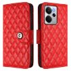 Realme 14 5G/P3 5G India Red Rhombic Flip Leather Case with Lanyard - 2