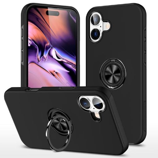 iPhone 17 Magnetic Case with Invisible Ring Holder - Black PC + TPU - 1