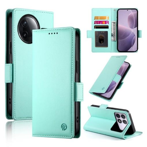 Redmi K80/K80 Pro Magnetic Frosted Leather Case - Mint Green - 1