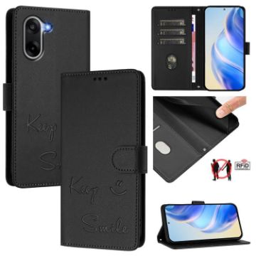 OnePlus Ace 5 Racing Smile Embossing RFID Leather Case Black - 1