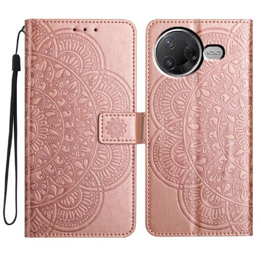 Redmi K80 Pro/K80 Rose Gold Flower Embossed Leather Phone Case - 1