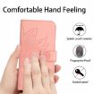 Redmi Note 14 5G Pink Sunflower Embossed Leather Flip Case with Lanyard - 4