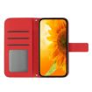 Redmi Note 14 5G Sunflower Embossed Flip Leather Case with Lanyard Red - 3