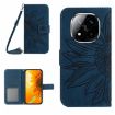 Redmi Note 14 Pro+ 5G Sun Flower Embossed Flip Leather Case Blue - 1