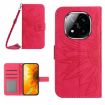 Redmi Note 14 Pro+ 5G Sunflower Embossed Flip Leather Case Rose Red - 1