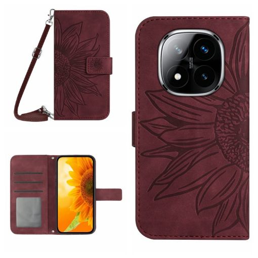 Redmi Note 14 Pro+ 5G Sunflower Embossed Leather Case with Lanyard - 1