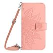 Redmi Note 14 4G Pink Sunflower Embossed Flip Leather Case with Lanyard - 2