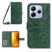 Redmi Note 14 4G EU Sun Flower Embossed Flip Leather Case Green - 1