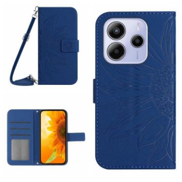 Redmi Note 14 4G EU Sunflower Embossed Flip Leather Case Dark Blue - 1