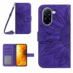 Redmi A5/Poco C71 Sunflower Embossed Flip Leather Case Dark Purple - 1