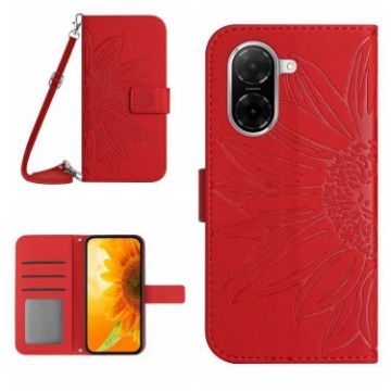 Redmi A5/Poco C71 Sunflower Embossed Flip Leather Case with Lanyard - 1