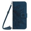 Redmi 13x Sun Flower Embossed Flip Leather Case with Lanyard Blue - 2