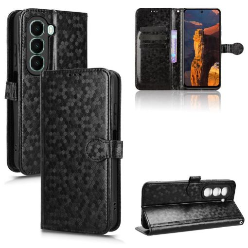 itel A95 5G Black Honeycomb Dot Texture Leather Phone Case - 1