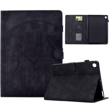 Samsung Galaxy Tab A8 10.5 2021 X205 Cats Embossed Leather Case Black - 1