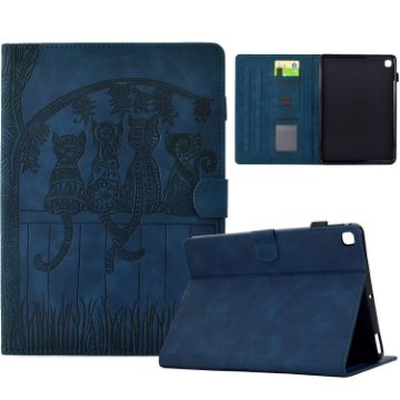 Samsung Galaxy Tab S5e/T720 Cats Embossed Leather Case - Dark Blue - 1