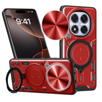 Redmi Note 14 Pro 5G CD Texture Camshield Magnetic Case (Red) - 1