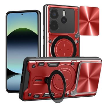 Redmi Note 14 4G Camshield Magnetic Holder Case Red - 164.48mm CD Texture - 1