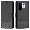 Vivo S30 Pro Mini Honeycomb Embossing RFID Leather Case - Black - 2