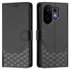 Vivo S30 Black Honeycomb Embossing RFID Leather Phone Case - 2