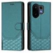 Vivo S30 Peacock Green Honeycomb Embossing RFID Leather Case - 2