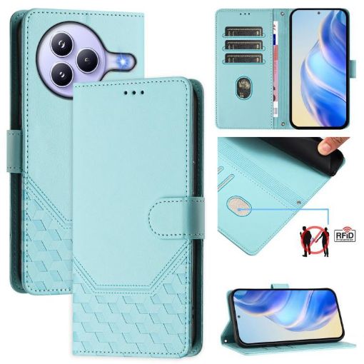 Xiaomi Civi 5 Pro 5G Mint Green Honeycomb RFID Leather Case - 1
