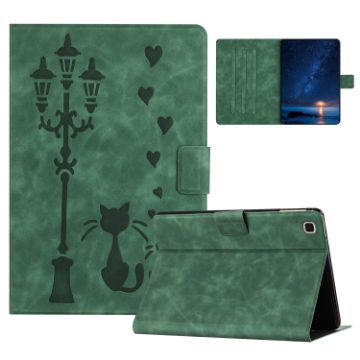 Samsung Galaxy Tab A7 10.4 2020 Green Cat Leather Case - 1
