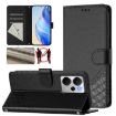 Realme 14 5G/14T 5G Honeycomb RFID Leather Phone Case - Black - 1