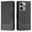 Realme 14 5G/14T 5G Honeycomb RFID Leather Phone Case - Black - 2