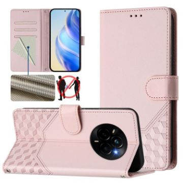 Realme Narzo 80/14 Pro 5G Pink Honeycomb RFID Leather Case India - 1