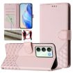 Realme 14x/V70/C75 5G Pink Honeycomb RFID Leather Phone Case - 1