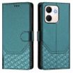OPPO A5x 5G/4G Honeycomb RFID Leather Case - Peacock Green - 2