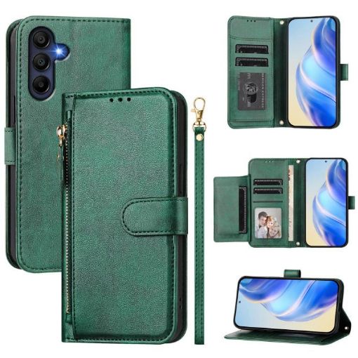 Samsung Galaxy A17/A26 5G Green Leather Wallet Phone Case with Card Slots - 1