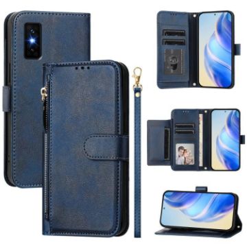 Infinix GT 30 Pro Blue Leather Phone Case with Multi-Card Slots & Zipper - 1