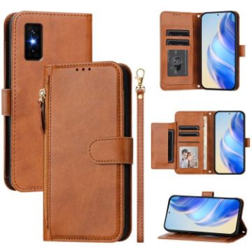 Infinix GT 30 Pro Brown Leather Phone Case with Multi-Card Slots Zipper - 1