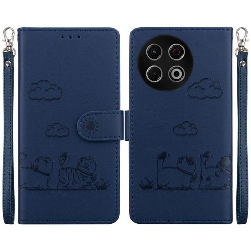 Tecno Spark 30 Pro Blue RFID Leather Phone Case with Cute Cats Design - 1