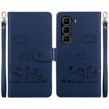Infinix Hot 50 Pro+ 4G Blue RFID Leather Phone Case with Cute Cats - 1